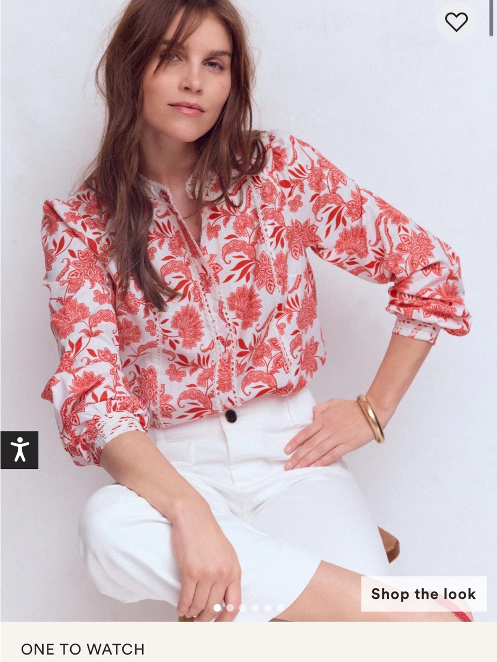 Boden Rhea Trim Insert Cotton Top - Pink Elegant Blossom
